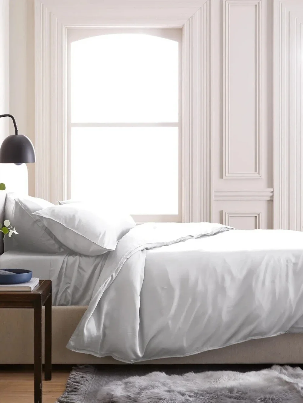 NWT Quince Hypoallergenic Organic Bamboo Sateen Duvet Cover in White Full/Queen